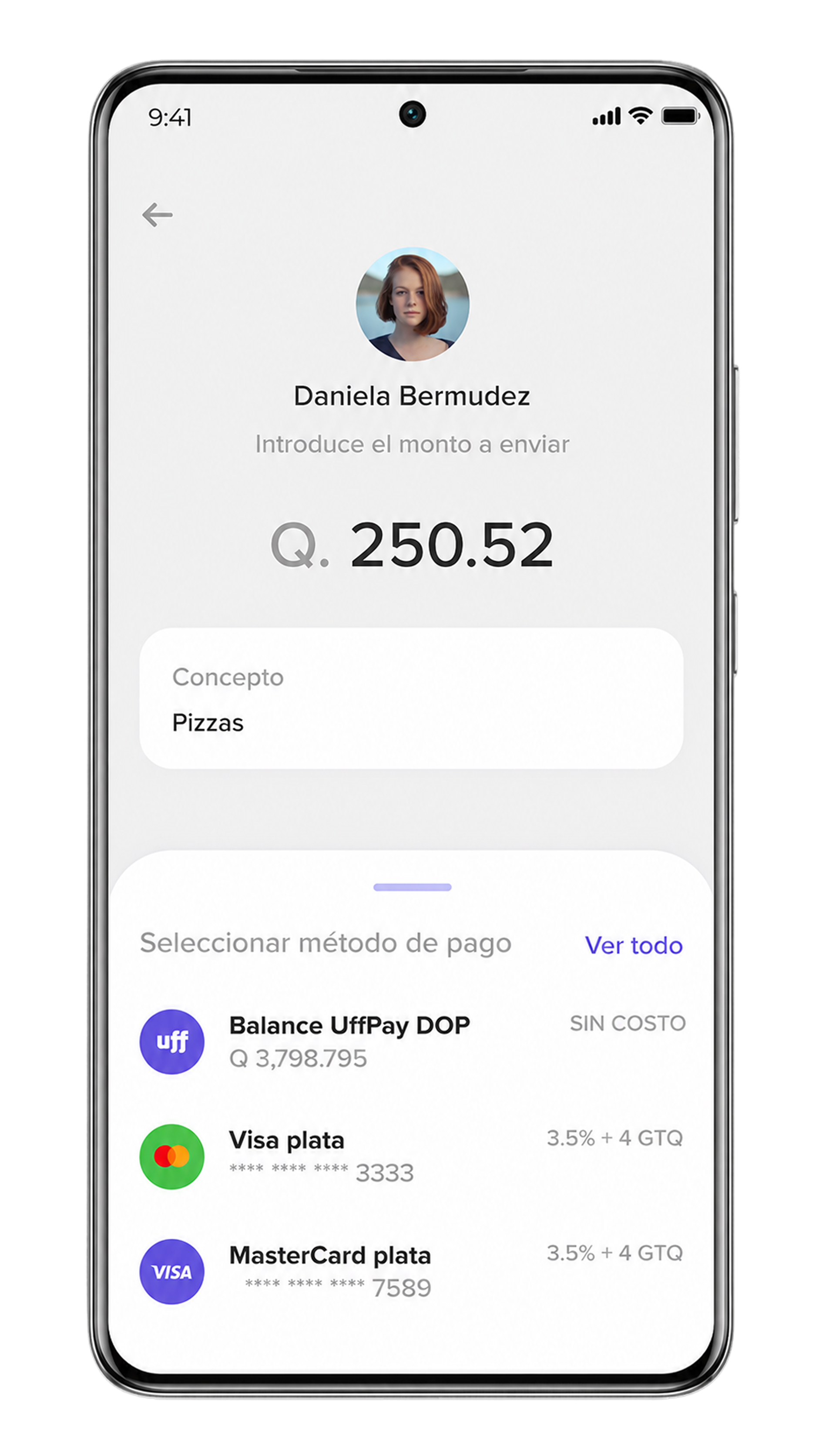 Earlier UffPay wallet payment screen in Spanish